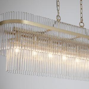 Searchlight Viseća lampa Lara, duljina 98 cm, zlatna/prozirna, staklo/metal, prigušiva, Zlato / mjed, Dnevni boravak/blagovaonica, Staklo
