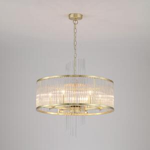 Searchlight Viseća lampa Lara, Ø 55 cm, zlatna/prozirna, staklo/metal, prigušiva, Zlato / mjed, Dnevni boravak/blagovaonica, Staklo