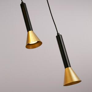 Searchlight Viseća lampa Signal, Ø 37 cm, crni/zlatni metal, 5 žarulja, prigušiva, Crno, Dnevni boravak/blagovaonica, Metal