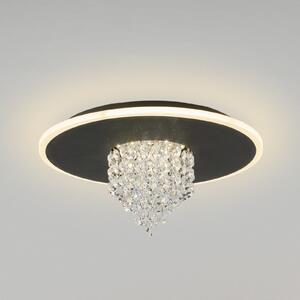 Searchlight LED stropna svjetiljka Deluge, crna, Ø 32 cm, metal/akril, prigušiva, Crno, Dnevni boravak/blagovaonica, Metal