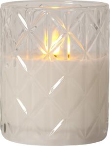 Bijela LED voštana svijeća u Star Trading Flamme Romb staklu, visina 12,5 cm