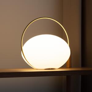 UMAGE LED stolna lampa na baterije Orbit, bijela/mesing, IP44, CCT, prigušiva, Bijela, Dnevni boravak/blagovaonica, Plastika