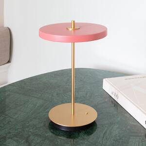 UMAGE LED stolna lampa na baterije Asteria Move, ružičasta/mesingana, 31 cm, prigušiva, Ružičasta ruža, Dnevni boravak/blagovaonica, Metal