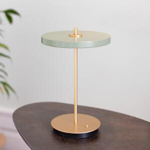 UMAGE LED stolna lampa na baterije Asteria Move maslinasto zelena/mesing 31 cm, prigušiva, Zelena, Dnevni boravak/blagovaonica, Metal