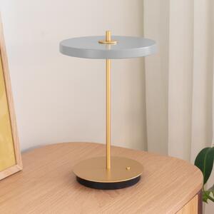 UMAGE LED stolna lampa na baterije Asteria Move maglovito siva/mesingana 31 cm, prigušiva, Sivo, Dnevni boravak/blagovaonica, Metal