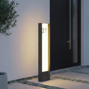 Lindby LED svjetiljka za stazu Selqa, kućni broj, antracit, IP65, Crno, Metal