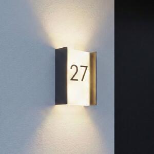 Lindby LED vanjska zidna svjetiljka Selqa, kućni broj, antracit, IP65, Crno, Metal