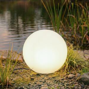 Lindby Valyra kuglasta svjetiljka, Ø 40 cm, IP54, šiljak za tlo, Bijela, Plastika