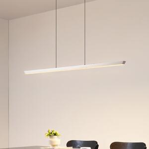 Lucande LED viseća svjetiljka Solvar, 117 cm, srebrna, CCT, prigušljiva, prigušiva, Metalik, Dnevni boravak/blagovaonica, Metal