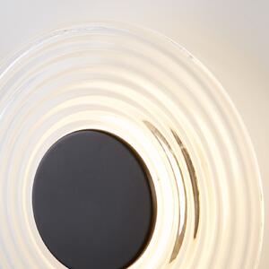Searchlight LED zidna lampa Cleo, prozirna/mat crna, Ø 30 cm, staklo, prigušiva, Providna, Dnevni boravak/blagovaonica, Staklo