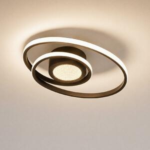Lindby LED stropna svjetiljka Thalina, 45cm, dim., Infinity Tunnel, prigušiva, Crno, Dnevni boravak/blagovaonica, Metal