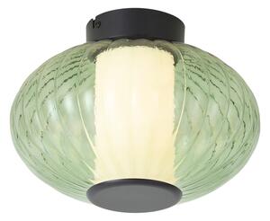 Dizajnerska stropna svjetiljka crna 28 cm sa zelenim staklom uklj. LED 3-stupanjsko prigušivanje - Margherite
