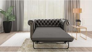 Crni kauč na razvlačenje od imitacije kože 148 cm York - Ropez