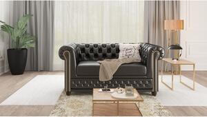 Crni kauč na razvlačenje od imitacije kože 148 cm York - Ropez