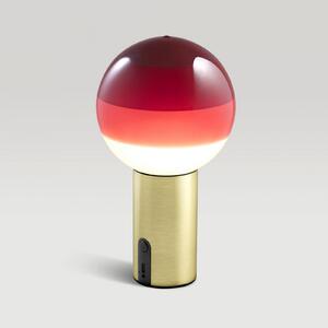 MARSET stolna lampa na baterije s kratkim svjetlom, crvena/mesingana,, prigušiva, Crvena, Dnevni boravak/blagovaonica, Staklo