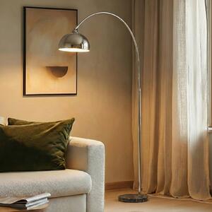 Lindby Tonka podna lampa, krom, metal/mramor, 185 cm, E27, Metalik, Dnevni boravak/blagovaonica, Metal