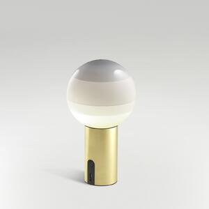 MARSET Bežična stolna lampa s kratkim svjetlom, prigušljiva, bijela/mesing, prigušiva, Bijela, Dnevni boravak/blagovaonica, Staklo