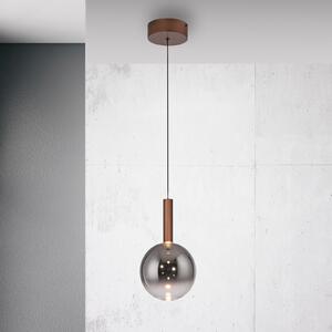 Paul Neuhaus LED viseća svjetiljka Zdjela, Ø 20 cm, smeđa/siva, prigušiva, Smeđa / hrđa, Dnevni boravak/blagovaonica, Staklo