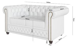 Bijeli kauč od imitacije kože 148 cm York - Ropez
