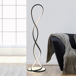 Paul Neuhaus LED podna lampa Twist, crna, visina 143 cm, prigušiva, Crno, Dnevni boravak/blagovaonica, Aluminij