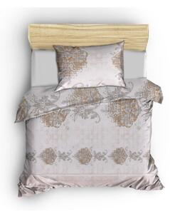 Smeđo-bež pamučna posteljina za bračni krevet 200x200 cm Daisy – Mijolnir