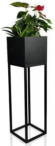 Crna visoka minimalistička metalna žardinjera 22X22X80 cm