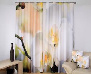 Bež zavjese za dnevnu sobu s bijelim cvjetovima orhideje Širina: 160 cm | Duljina: 250 cm (u kompletu se nalaze 2 komada)