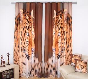 Smeđa elegantna zavjesa s motivom geparda Širina: 160 cm | Duljina: 250 cm (u kompletu se nalaze 2 komada)
