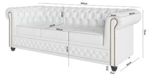 Bijeli kauč od imitacije kože 203 cm York - Ropez