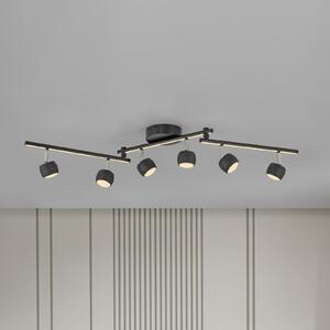 JUST LIGHT. GmbH Jarik LED stropni reflektor, 6 žarulja, crni, 3000 K, prigušiva, Crno, Dnevni boravak/blagovaonica, Metal