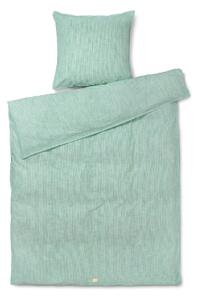 Bijelo-zelena posteljina za krevet za jednu osobu od organskog pamuka 140x200 cm Monochrome Lines – JUNA