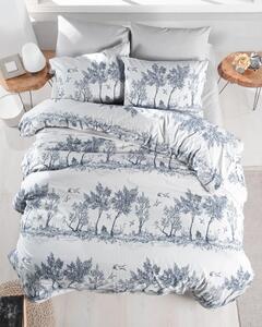 Bijelo-plava pamučna posteljina za bračni krevet 200x200 cm Fantasy – Mijolnir