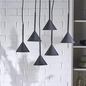 TK Lighting Cono Mini viseća svjetiljka, 6 žarulja, crna GU10, prigušiva, Crno, Dnevni boravak/blagovaonica, Metal
