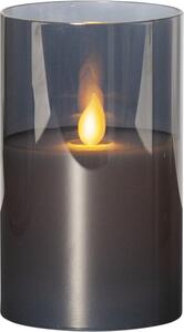 Siva LED voštana svijeća u Star Trading M-Twinkle staklu, visina 12,5 cm