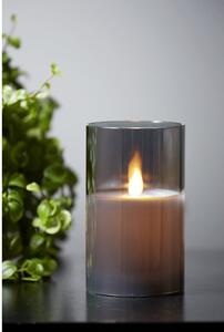 Siva LED voštana svijeća u Star Trading M-Twinkle staklu, visina 12,5 cm