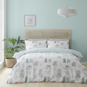 Bijelo-svijetlo zelena posteljina za krevet za jednu osobu 135x200 cm Home Sweet Home – Catherine Lansfield