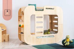 Dječji krevet na kat s prostorom za odlaganje 90x200 cm u prirodnoj boji Mundo – Adeko