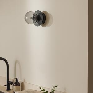 Globen Lighting ART DECO zidna lampa, crna/siva Ø 16cm IP44, prigušiva, Sivo, Dnevni boravak/blagovaonica, Staklo