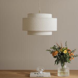 Globen Lighting Viseća svjetiljka Noah Bouclé, Ø 50 cm, bijela, prigušiva, Bijela, Dnevni boravak/blagovaonica, Tkanina / tekstil