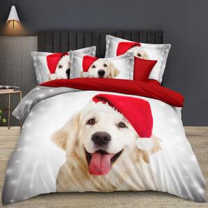 3D Božićna posteljina - Božićni psić, crveno bijeli