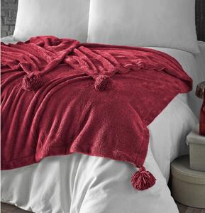 Crveni prekrivač od mikropliša za krevet za jednu osobu 160x200 cm Puffy – Mijolnir