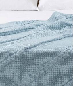 Plavi pamučni prekrivač za bračni krevet 200x220 cm Trenza - Oyo Concept