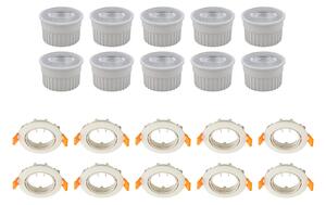 PRIOS Prios Fibur ugradbeni stropni reflektor s LED modulom, bež, set od 10 komada, prigušiva, Bež, Dnevni boravak/blagovaonica, Metal