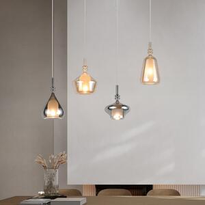 Trio Lighting Viseća lampa Aldea, duljina 65 cm, bijela/jantarna/kromirano staklo, 4 žarulje., prigušiva, Bež, Dnevni boravak/blagovaonica, Staklo