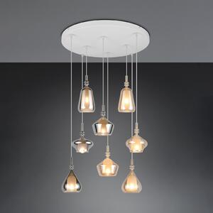 Trio Lighting Viseća lampa Aldea, Ø 60 cm, bijela/jantarna/kromirana, staklo, 8 žarulja., prigušiva, Bež, Dnevni boravak/blagovaonica, Staklo