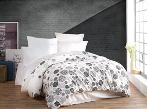Bijelo-siva pamučna posteljina za krevet za jednu osobu 140x200 cm Asir – Mijolnir