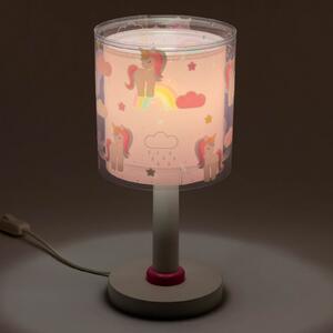 Dalber Dječja stolna lampa Jednorozi, G4, Ø 15 cm, Ružičasta ruža, rasadnik, Plastika