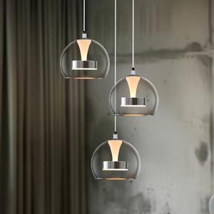 Trio Lighting Flynt LED viseća svjetiljka, Ø 42 cm, kromirana, metalna CCT 3 žarulje., prigušiva, Metalik, Dnevni boravak/blagovaonica, Metal