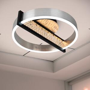 Näve LED stropna svjetiljka Yvaris, srebrna, CCT, daljinski upravljač, prigušiva, Metalik, Dnevni boravak/blagovaonica, Aluminij