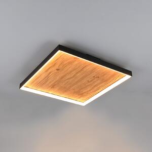 Trio Lighting LED stropna lampa Kalea, duljine 45 cm, boje drveta, drvo, prigušiva, Drvo, Dnevni boravak/blagovaonica, Drvo